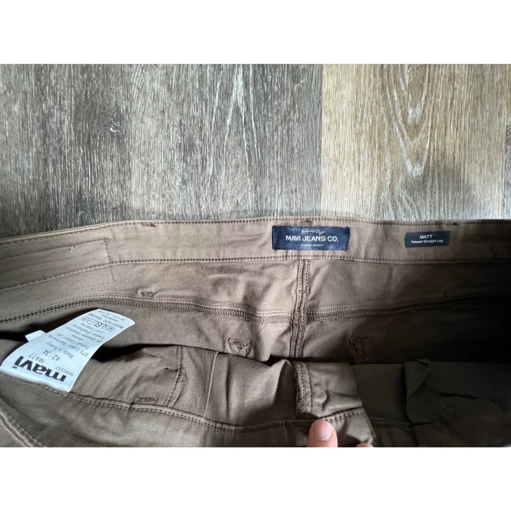 Mavi Matt Relaxed Straight Leg Pants Mens 42/34 Brown Khaki Cotton Stretch 2311